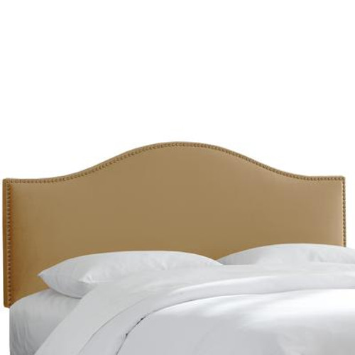 Full Size Upholstered Headboard in Tan Microsuede