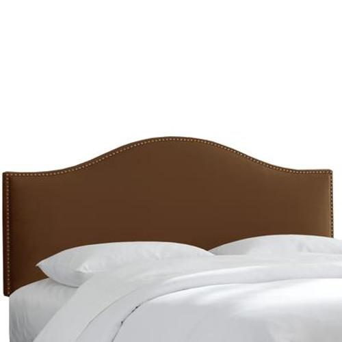Queen Size Upholstered Headboard in Chocolate Microsuede