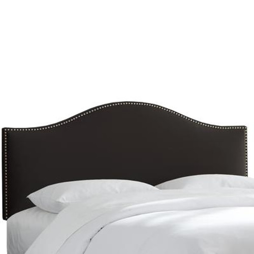 Queen Size Upholstered Headboard in Black Microsuede