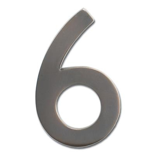 Solid Cast Brass 5 inch Floating House Number Dark Aged Copper ''6''