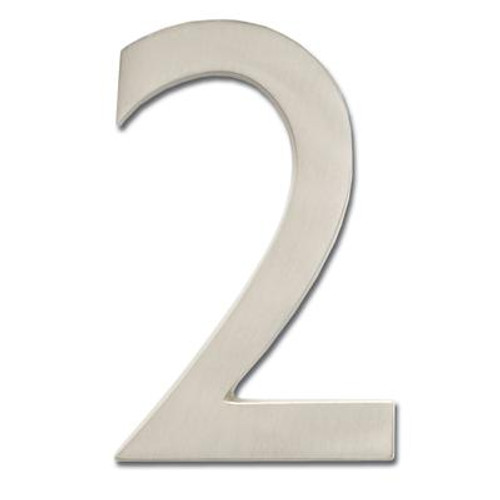 Solid Cast Brass 5 inch Floating House Number Satin Nickel ''2''