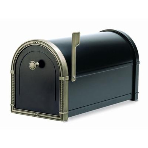 Black Coronado Post Mount Mailbox with Antique Bronze Accents