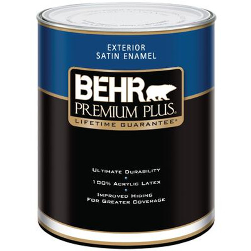 PREMIUM PLUS Exterior Satin Enamel Paint - Ultra Pure White; 946mL