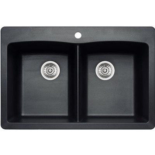 Silgranit Natural Granite; 2 Bowl Topmount Sink; Anthracite