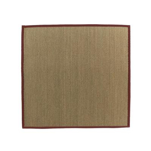 Natural Seagrass Bound Red #61 5 Ft. x 5 Ft. Area Rug