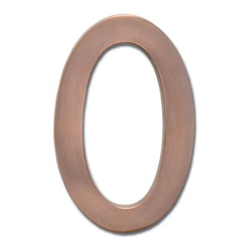 Solid Cast Brass 5 inch Floating House Number Antique Copper ''0''