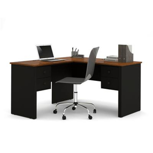 Somerville L-Shaped desk in Black & Tuscany Brown