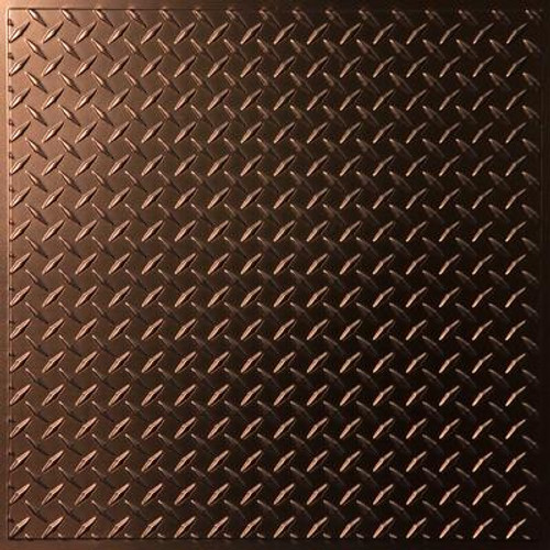 Diamond Plate Faux Bronze Ceiling Tile; 2 Feet x 2 Feet Lay-in or Glue up