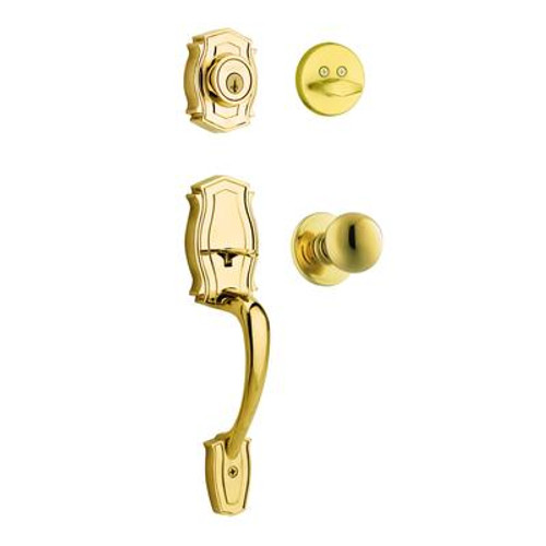 Heritage handleset with huntington interior knob - brass finish