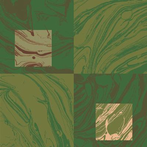 20.5 In. W Green; Brown and Kiwi Large Marbelized Squares Wallpaper