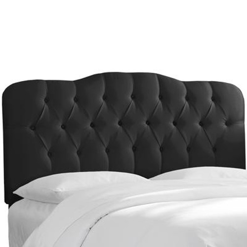 Tufted Full Headboard In Shantung Black