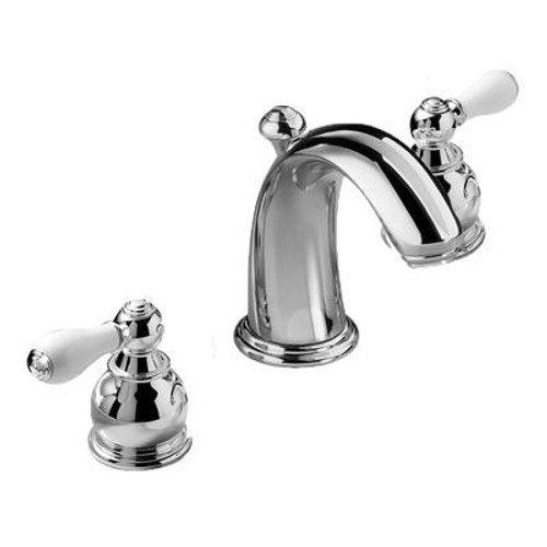 Hampton 8 Inch Widespread 2-Handle Mid-Arc Bathroom Faucet in Polished Chrome with Speed Connect Drain