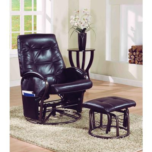 Recliner - 2Pcs Set / Swivel Rocker / Brown With Ottoman