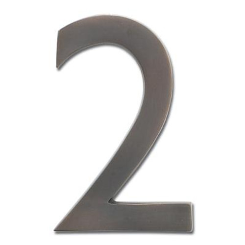 Solid Cast Brass 4 inch Floating House Number Dark Aged Copper ''2''