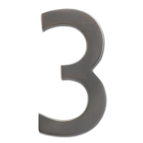 Solid Cast Brass 4 inch Floating House Number Dark Aged Copper ''3''