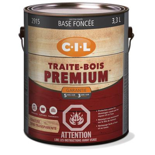 CIL Woodcare Premium Semi-Transparent Stain Deep Base; 3.3 L