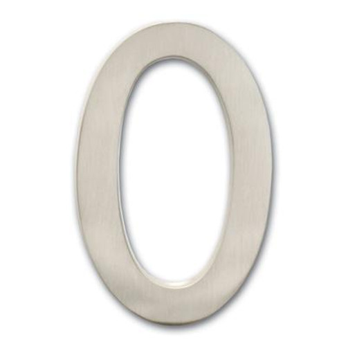 Solid Cast Brass 4 inch Floating House Number Satin Nickel ''0''