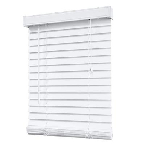 2 Inch Faux Wood Blind; White - 66 Inch x 48 Inch