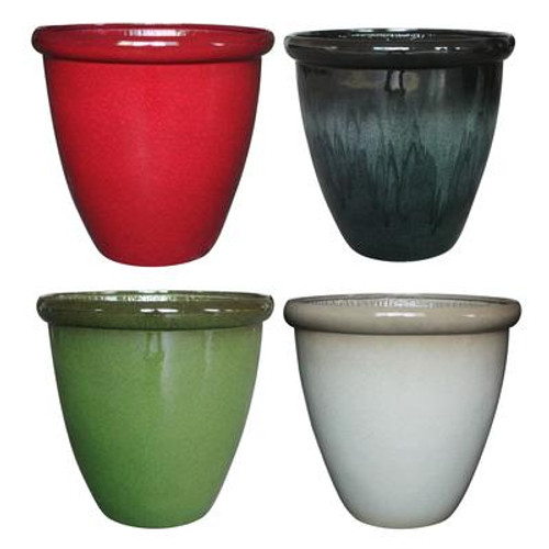 18in Faux Glazed Round Planter