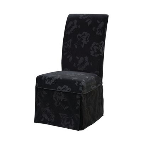 Velvet Tone-on-Tone Floral Black Skirted Slip Over - Pack 1 (Fits 741-440 Chair)