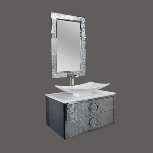 Two Drawer Vanity With Ceramic Basin And Mirror