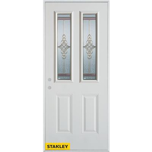 Art Deco Patina 2-Lite 2-Panel White 34 In. x 80 In. Steel Entry Door - Right Inswing