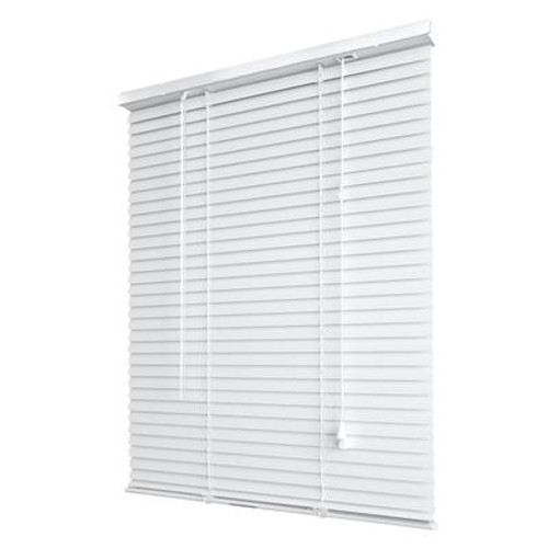 1 Inch Light Filtering Vinyl Mini Blind; White - 27 Inch x 64 Inch