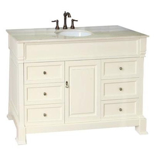 Olivia 50Cr 50 In. Single Vanity in Cream White with Marble Vanity Top in Cream