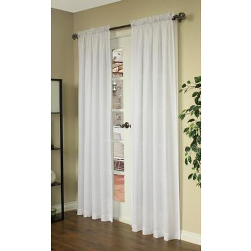 Lisa Sheer Check Curtain; White - 54 Inches X 84 Inches