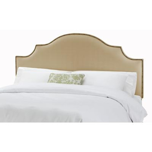 California King Nail Button Notched Headboard in Linen Sandstone