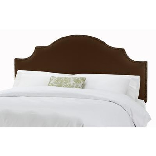 Full Nail Button Notched Headboard in Linen Chocolate