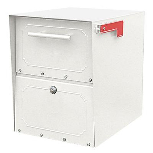 White Oasis Jr. Locking Post Mount Mailbox