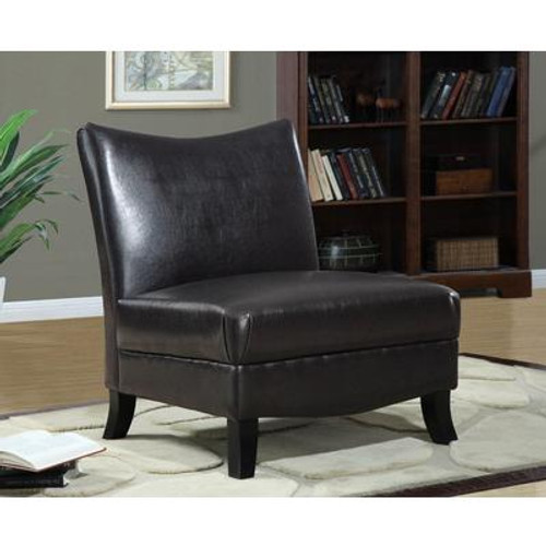 Accent Chair - Dark Brown Leather-Look Fabric