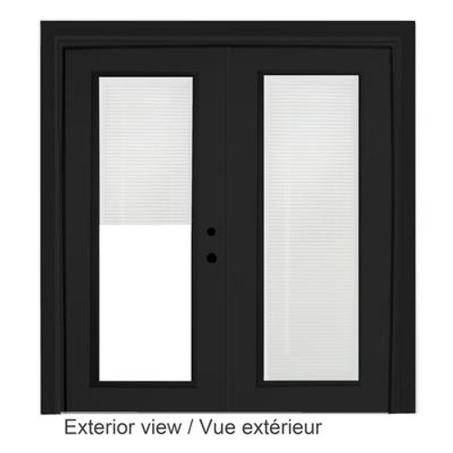 Steel Garden Door-Internal Mini Blinds-6 Ft. x 82.375 In. Pre-Finished Black - Left Hand