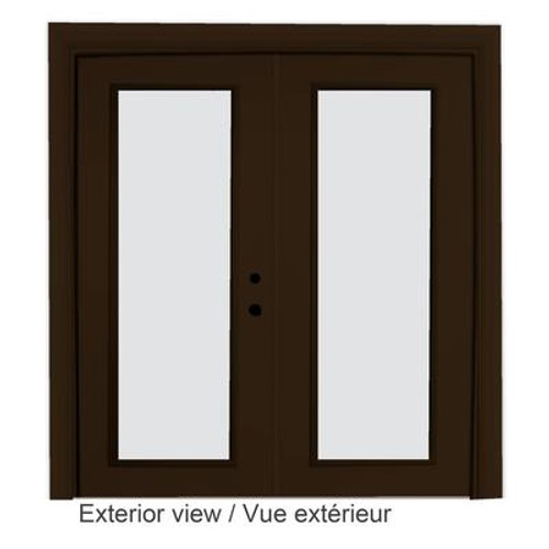 Steel Garden Door-5 Ft. x 82.375 In. Pre-Finished Commercial Brown LowE Argon-Left Hand