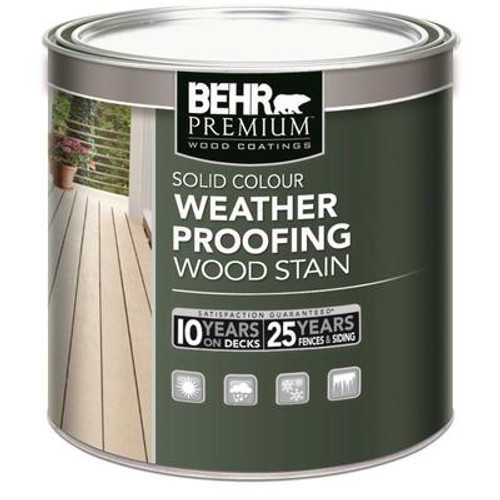 BEHR PREMIUM Solid Colour Deck; Fence & Siding Weatherproofing Wood Stain;  Deep Base; 215 mL