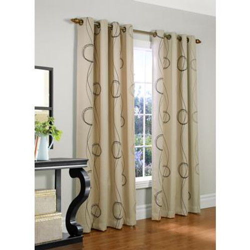 Brooks Printed Insulated Grommet Panel 54 Inches X 95 Inches - Beige