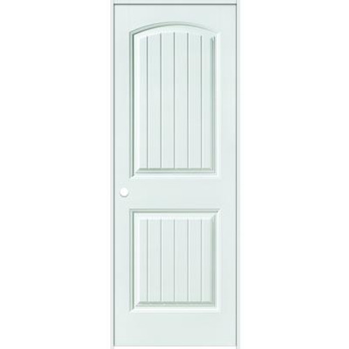 Primed 2-Panel Plank Smooth Prehung Interior Door 24 In. x 80 In. Right Hand