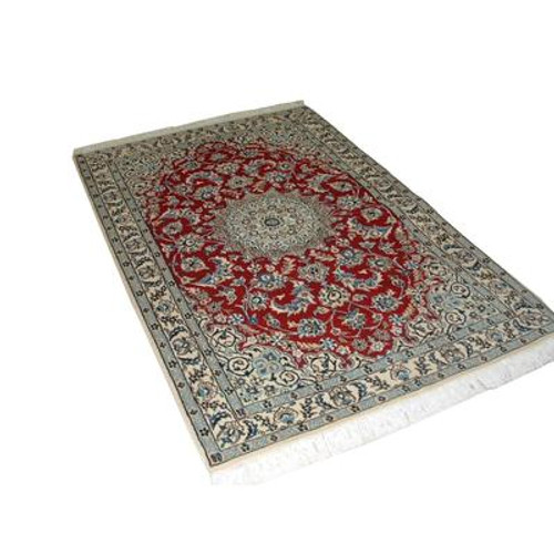 Nain Persian Hand Woven Wool & Silk Colour Red 5 Ft. 9 In. x 3 Ft. 8 In. Area Rug