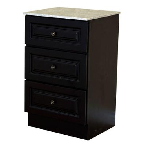 Newry 20 In. W Marble Linen Cabinet in Dark Mahogany with Vanity Top in White Cararra