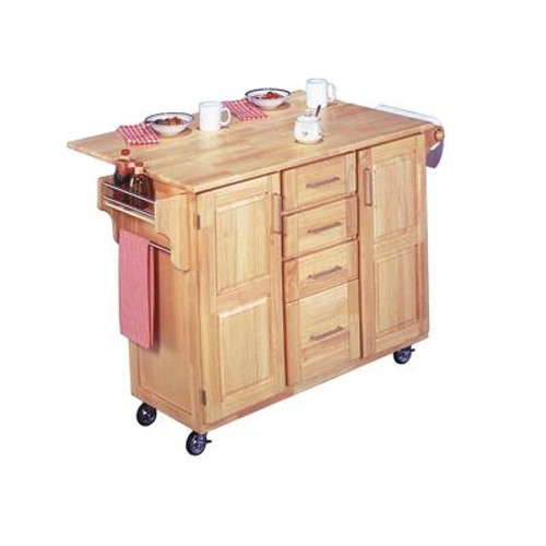 Wood Top Kitchen Cart With Wood Drop Leaf Breakfast Bar