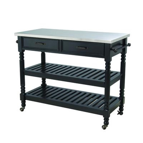 Savannah Cart With Stainless Steel Top - Black