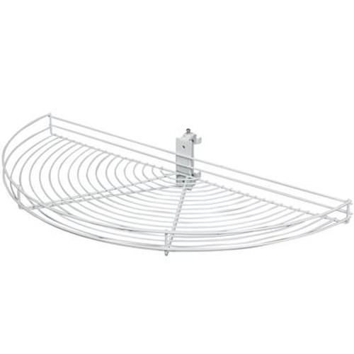 Pivot-Out Half Moon White Wire Lazy Susan - 27.5 Inches Diameter