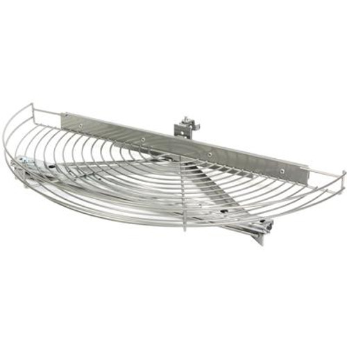 Glide-Out Half Moon Frosted Nickel Wire Lazy Susan - 33.5 Inches Diameter