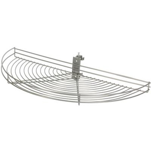 Pivot-Out Half Moon Frosted Nickel Wire Lazy Susan - 27.5 Inches Diameter