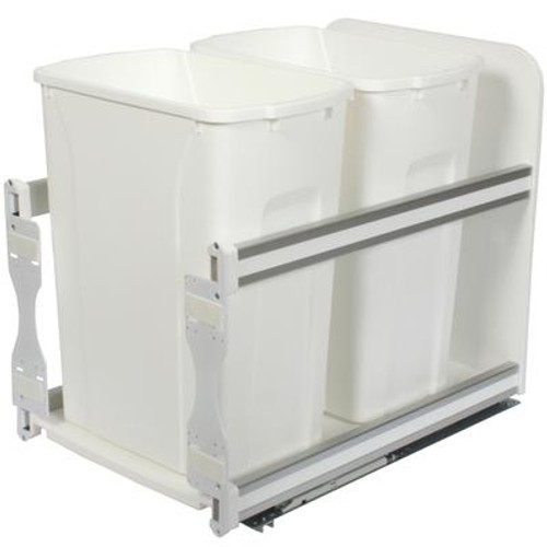 Double 35 Quart Bin White Soft-Close Waste and Recycling Unit - 11.81 Inches Wide - Lid is not Included