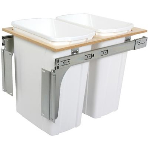 Double 35 Quart Bin White Top-Mount Waste and Recycling Unit - 15 Inches Wide - Lid is not Included