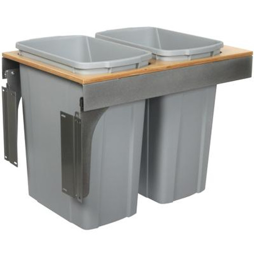 Double 35 Quart Bin Platinum Soft-Close Top-Mount Waste and Recycling Unit - 15 Inches Wide