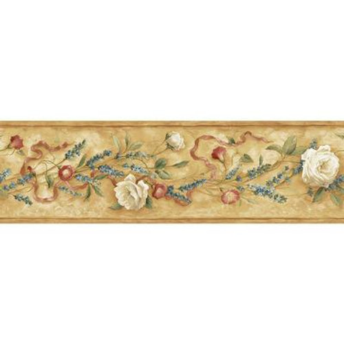 6.13 In. H Brown Earth Tone Floral Trail Border
