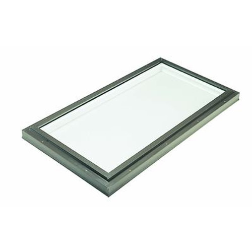 Fixed Curb Mount LoE3 Clear Glass Skylight - 2 Feet x 4 Feet With GREY Cap